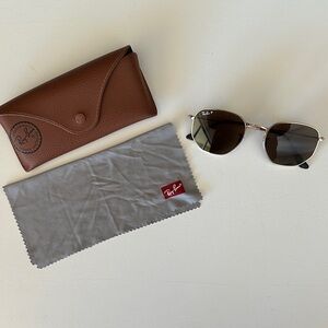 Ray-Ban Gold Sunglasses with Brown Case